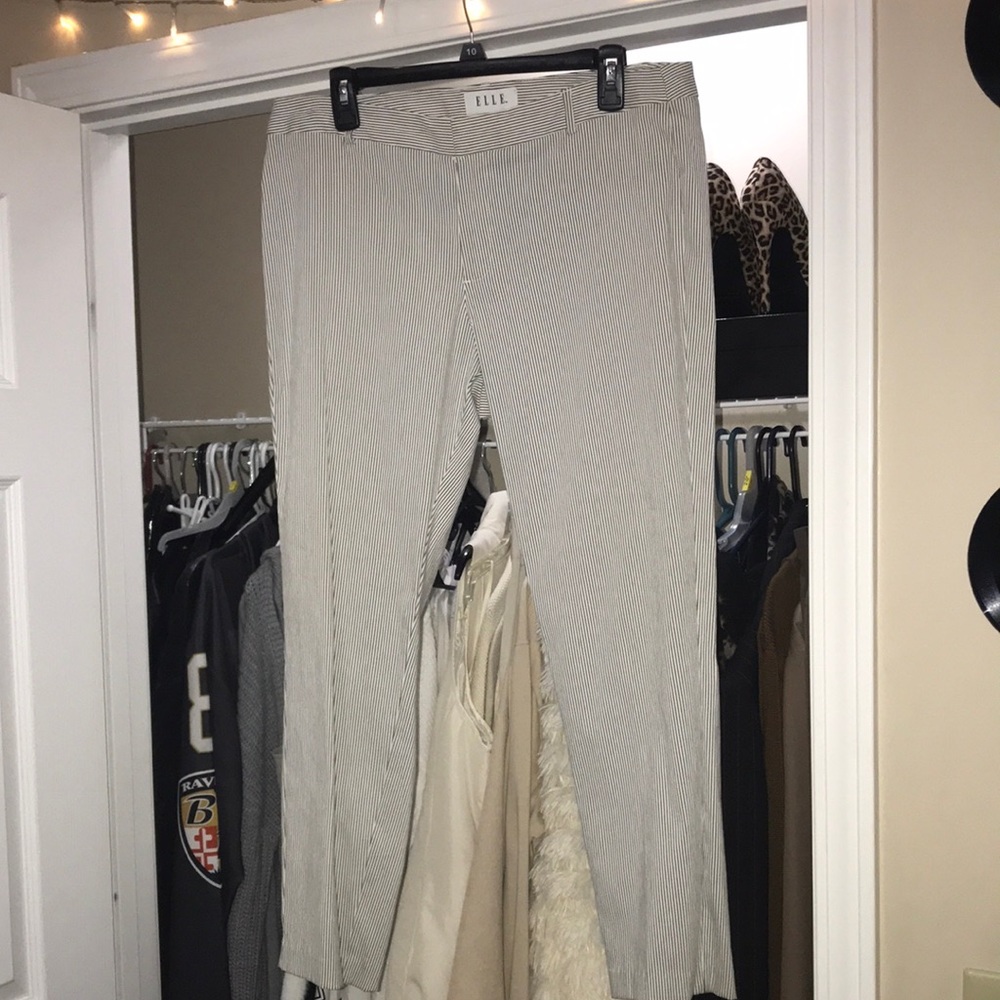 Black and White Striped Dress Pants